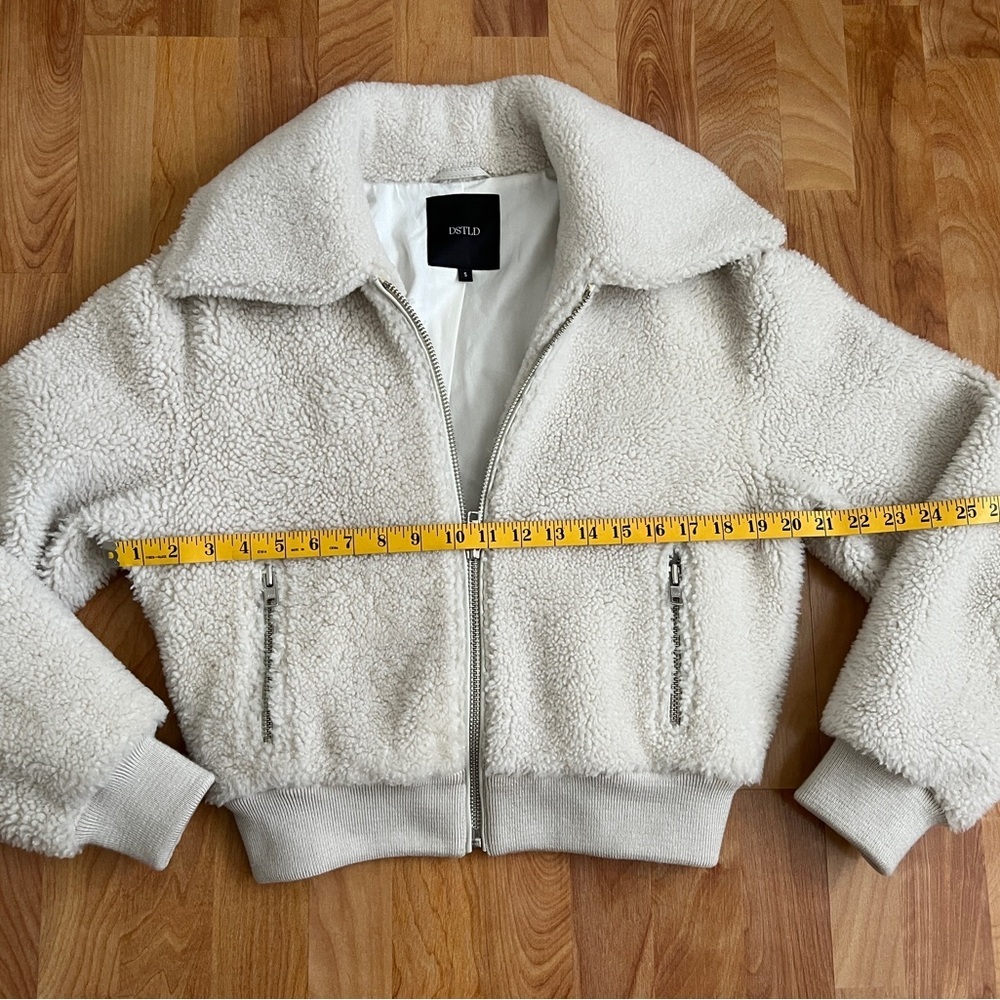 NWOT DSTLD Cream Lamb Shearling Jacket w zipper pockets fully lined SZ Small - Picture 13 of 14